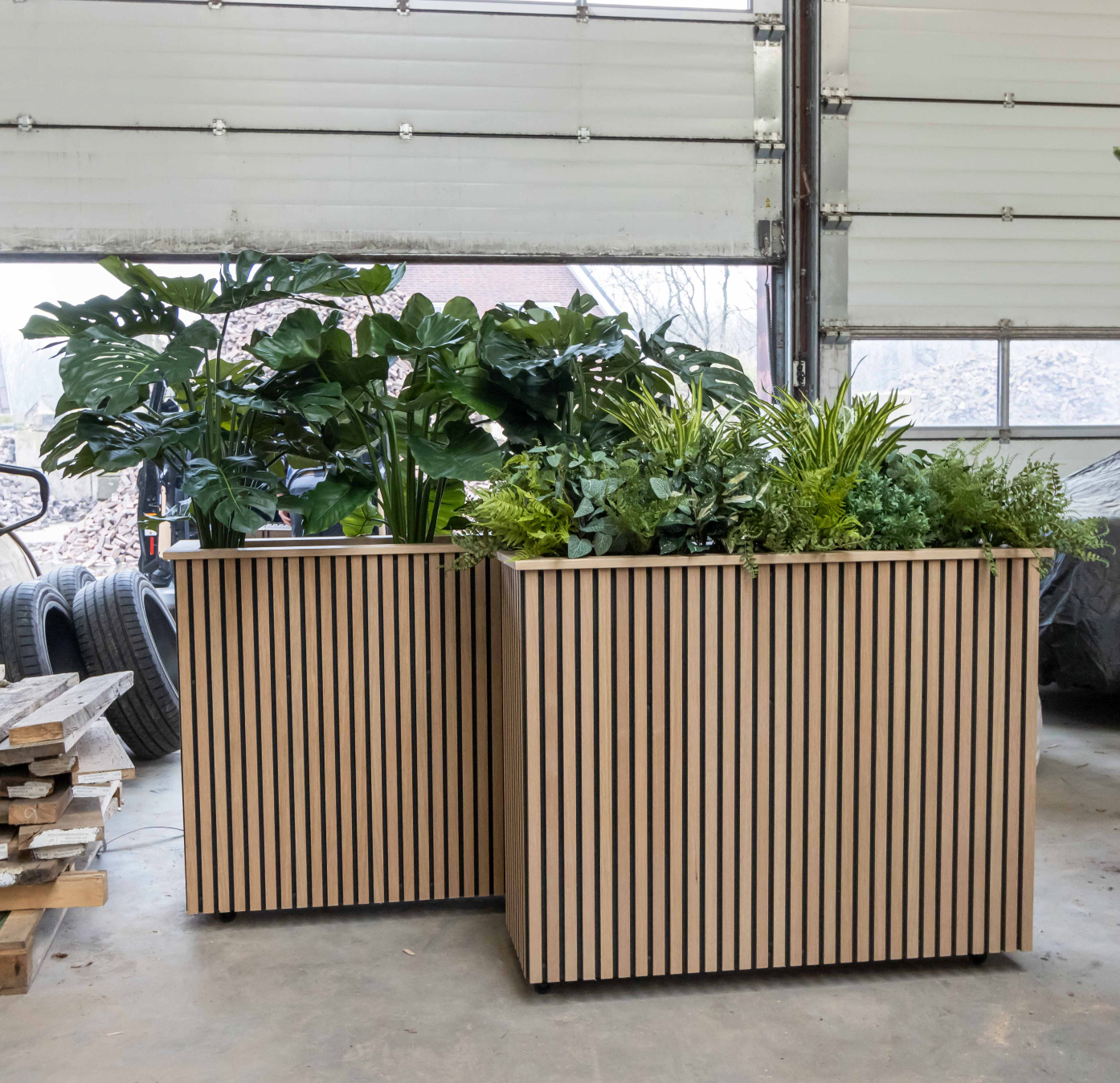 Plantenbak van akupanelen incl. kunstplanten