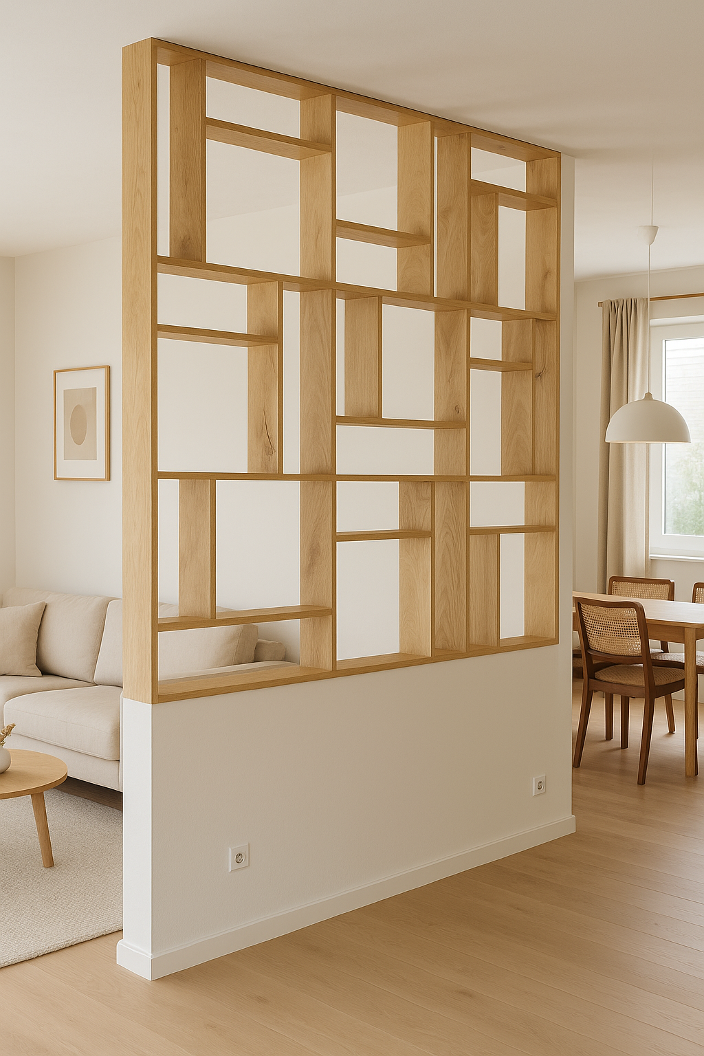 Roomdivider half hoog - Eiken Rustiek