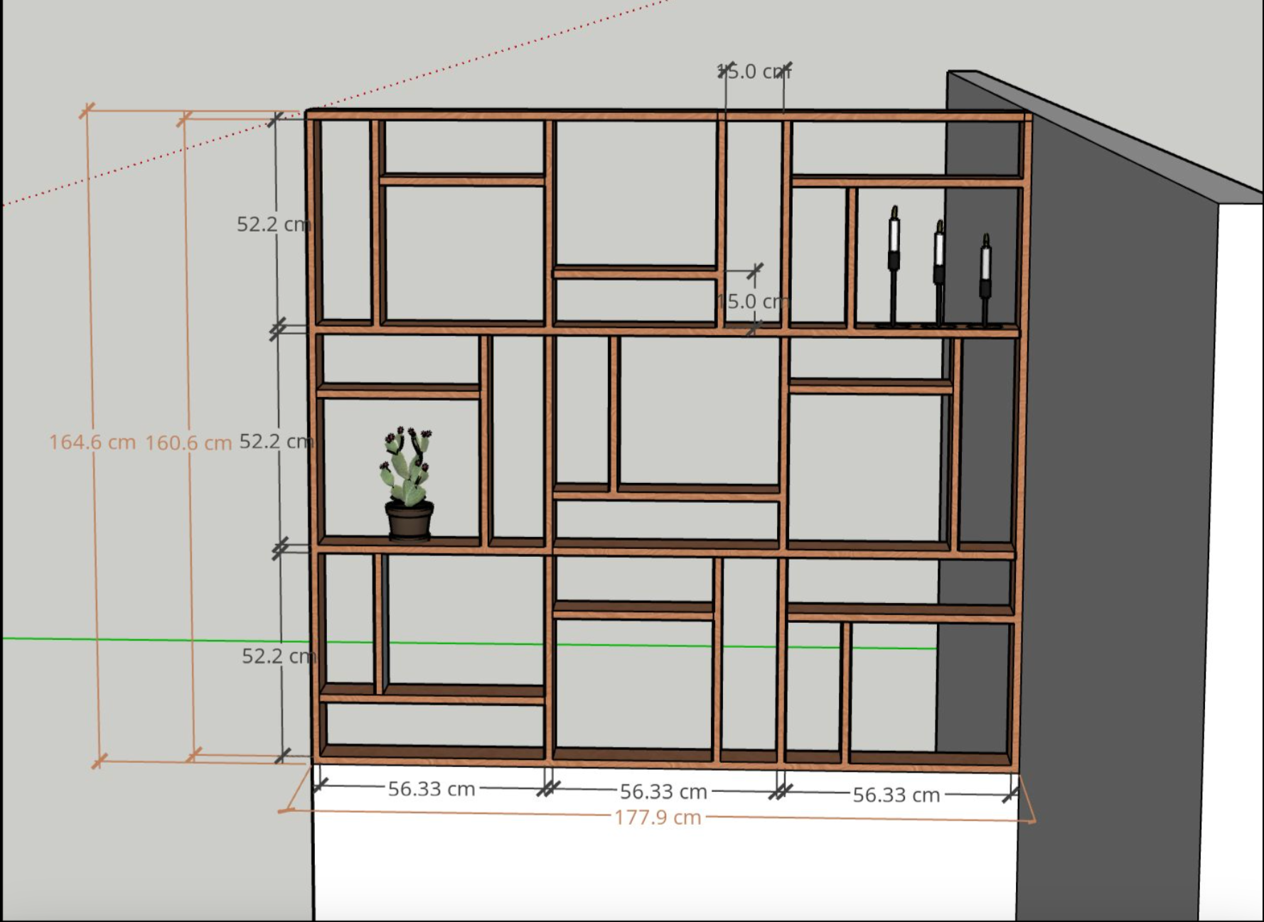 Roomdivider half hoog - Eiken Rustiek