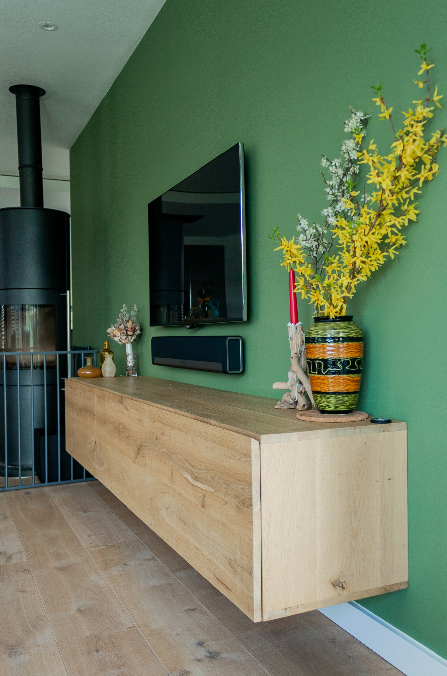 Zwevend tv meubel - Eikenhout