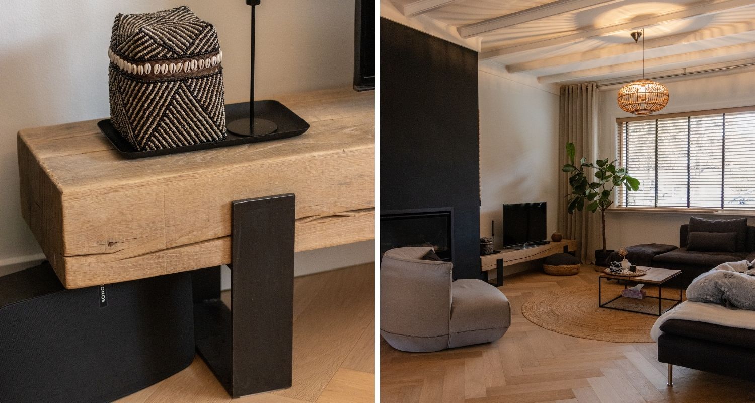 Tv meubel van massief eiken balken