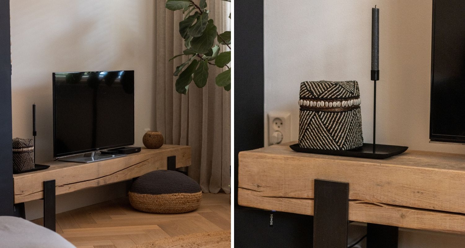 Tv meubel van massief eiken balken