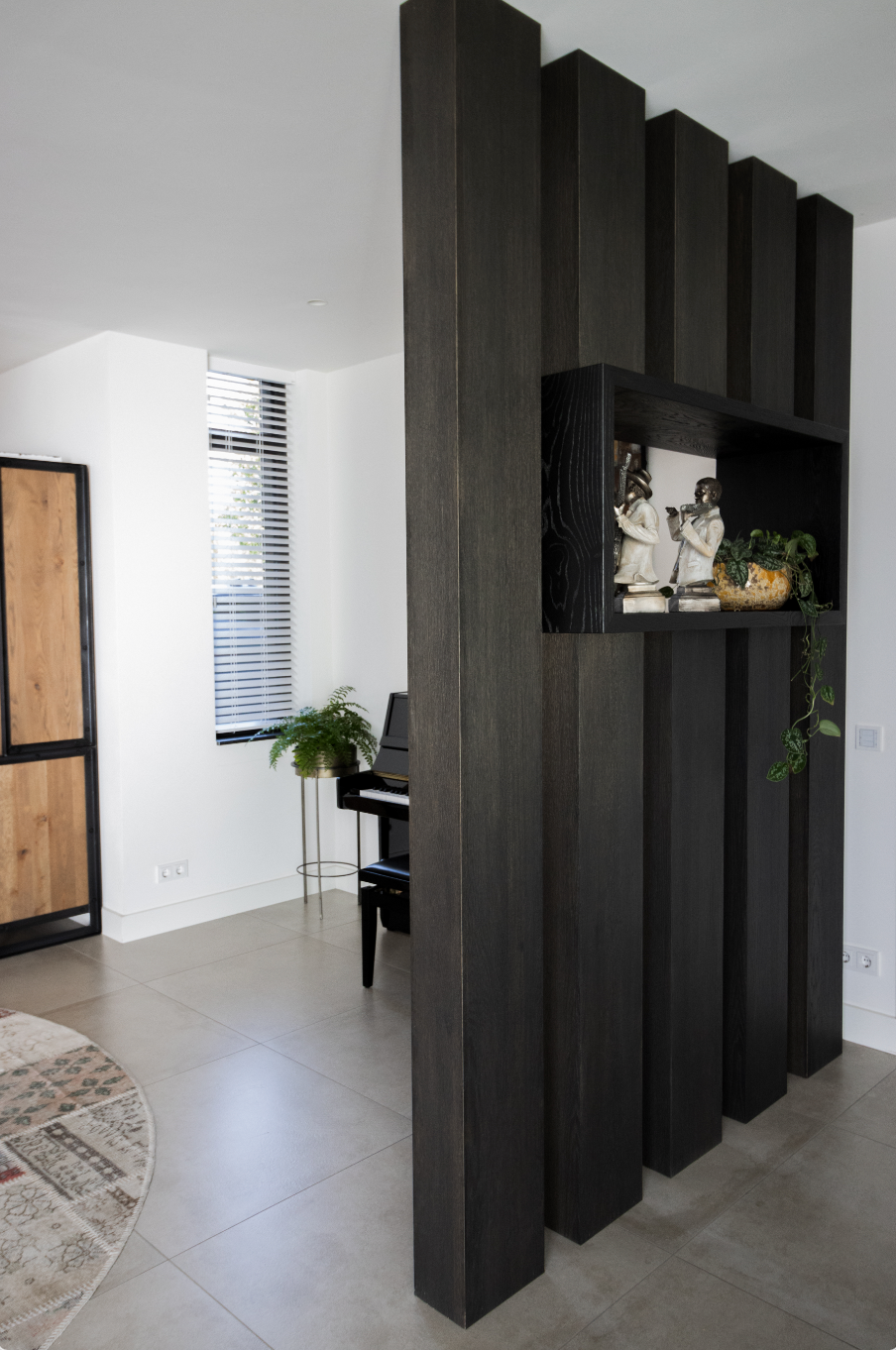 Roomdivider Zwart Eiken Robuust