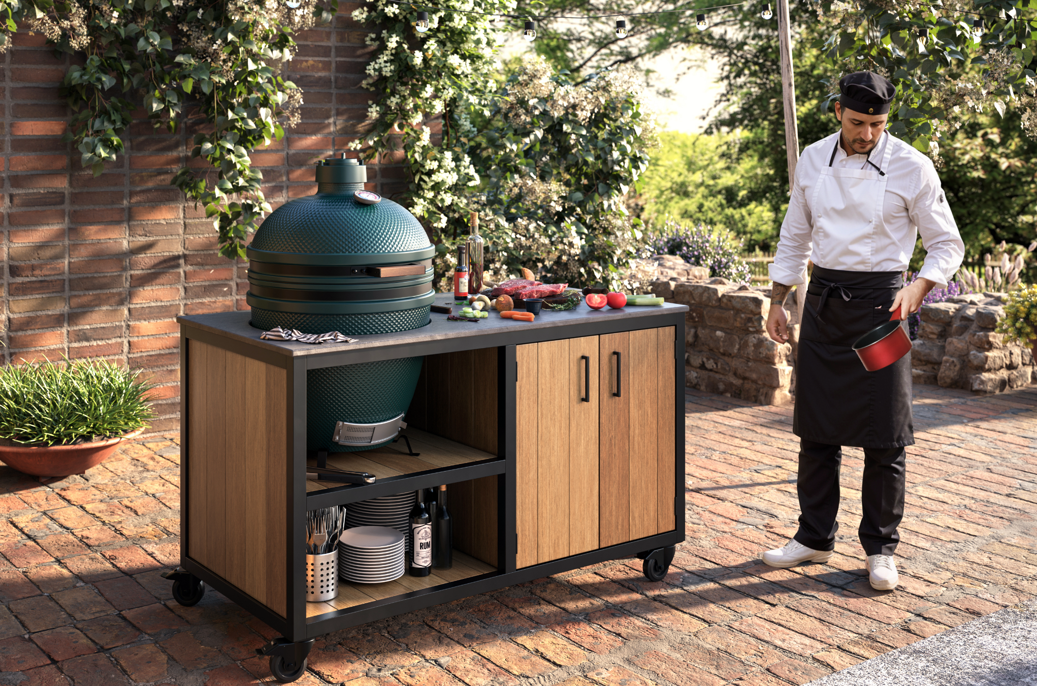 Buitenkeuken kamado (Big Green Egg, The Bastard, Kamado Joe) Lunawood