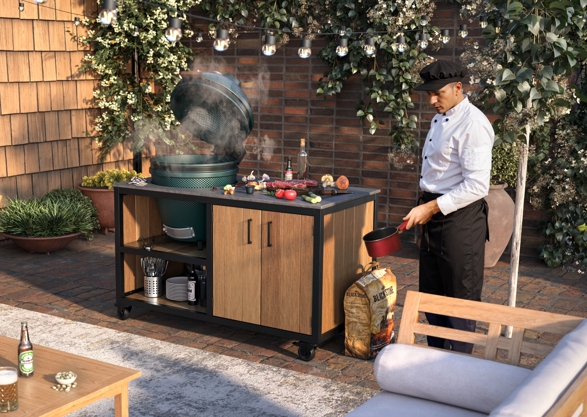 Buitenkeuken kamado (Big Green Egg, The Bastard, Kamado Joe) Lunawood