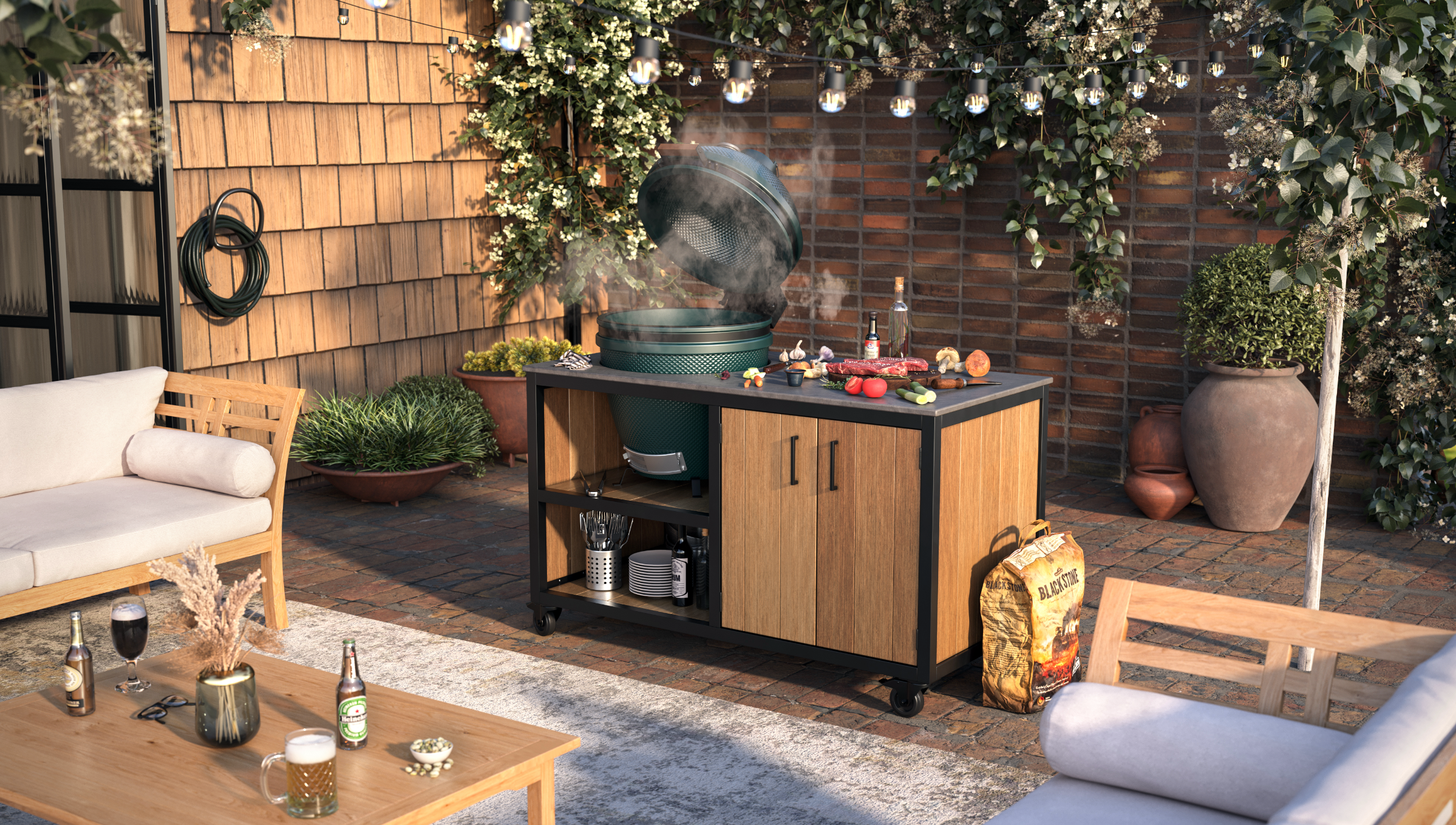 Buitenkeuken kamado (Big Green Egg, The Bastard, Kamado Joe) Lunawood