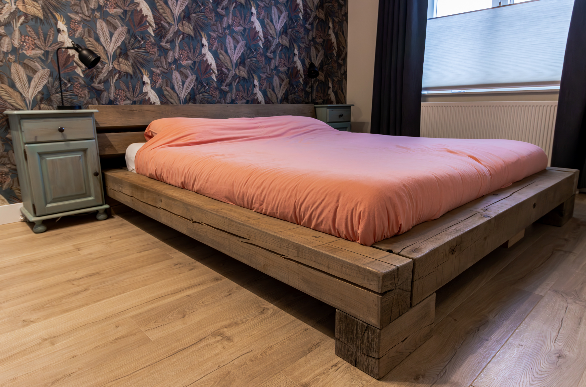Bed ombouw eiken balken