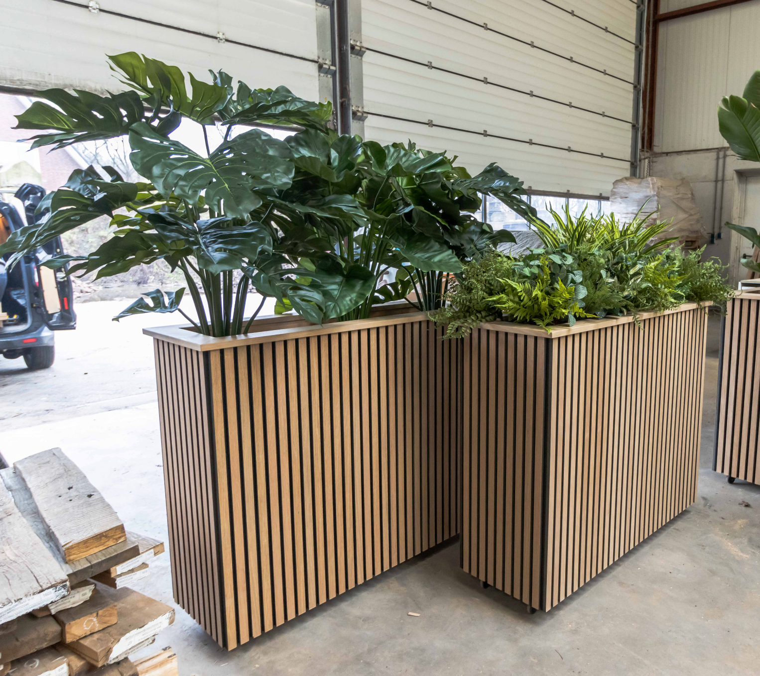 Plantenbak van akupanelen incl. kunstplanten