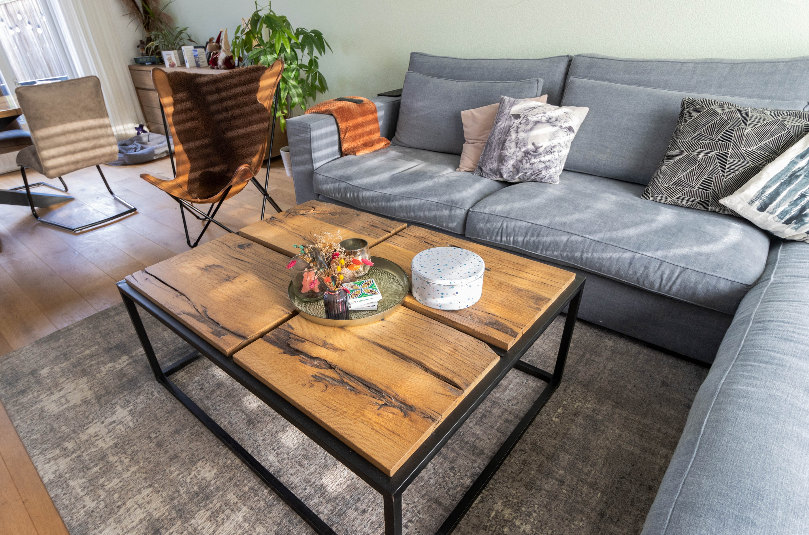 Salontafel Barnwood Geschaafd met Stalen Frame