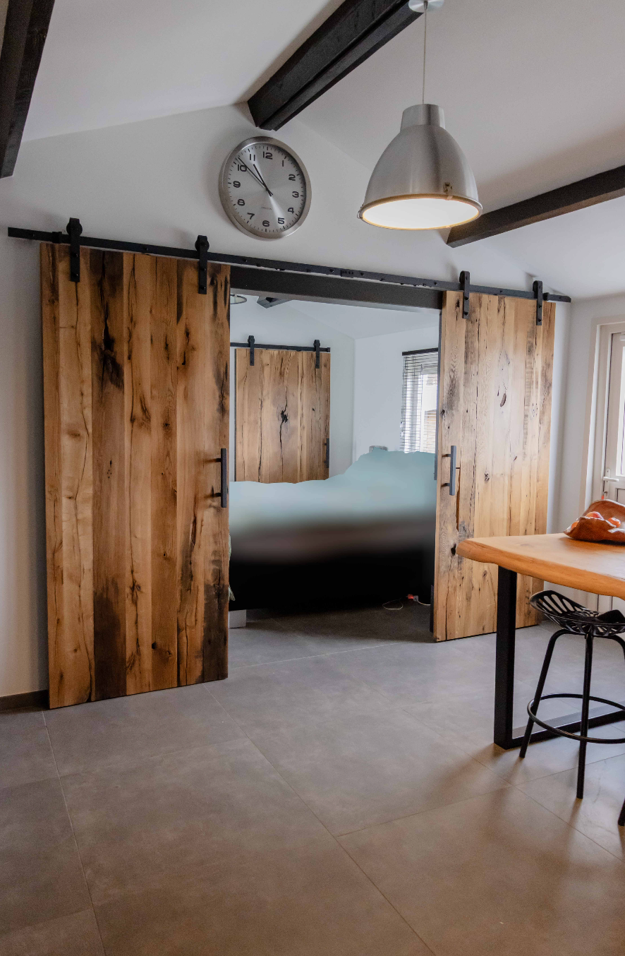 Dubbele schuifdeur Barnwood Geschaafd