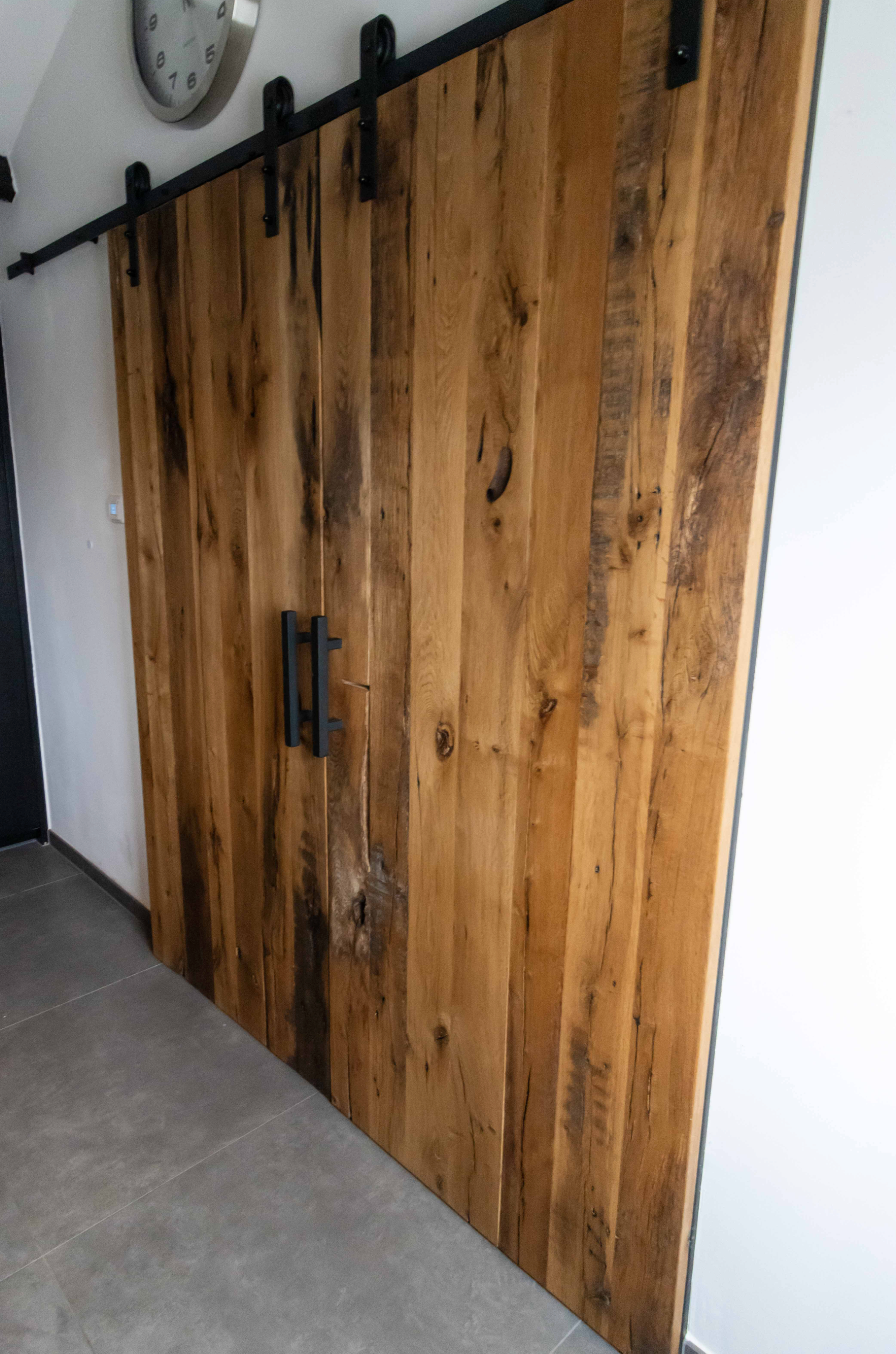 Dubbele schuifdeur Barnwood Geschaafd
