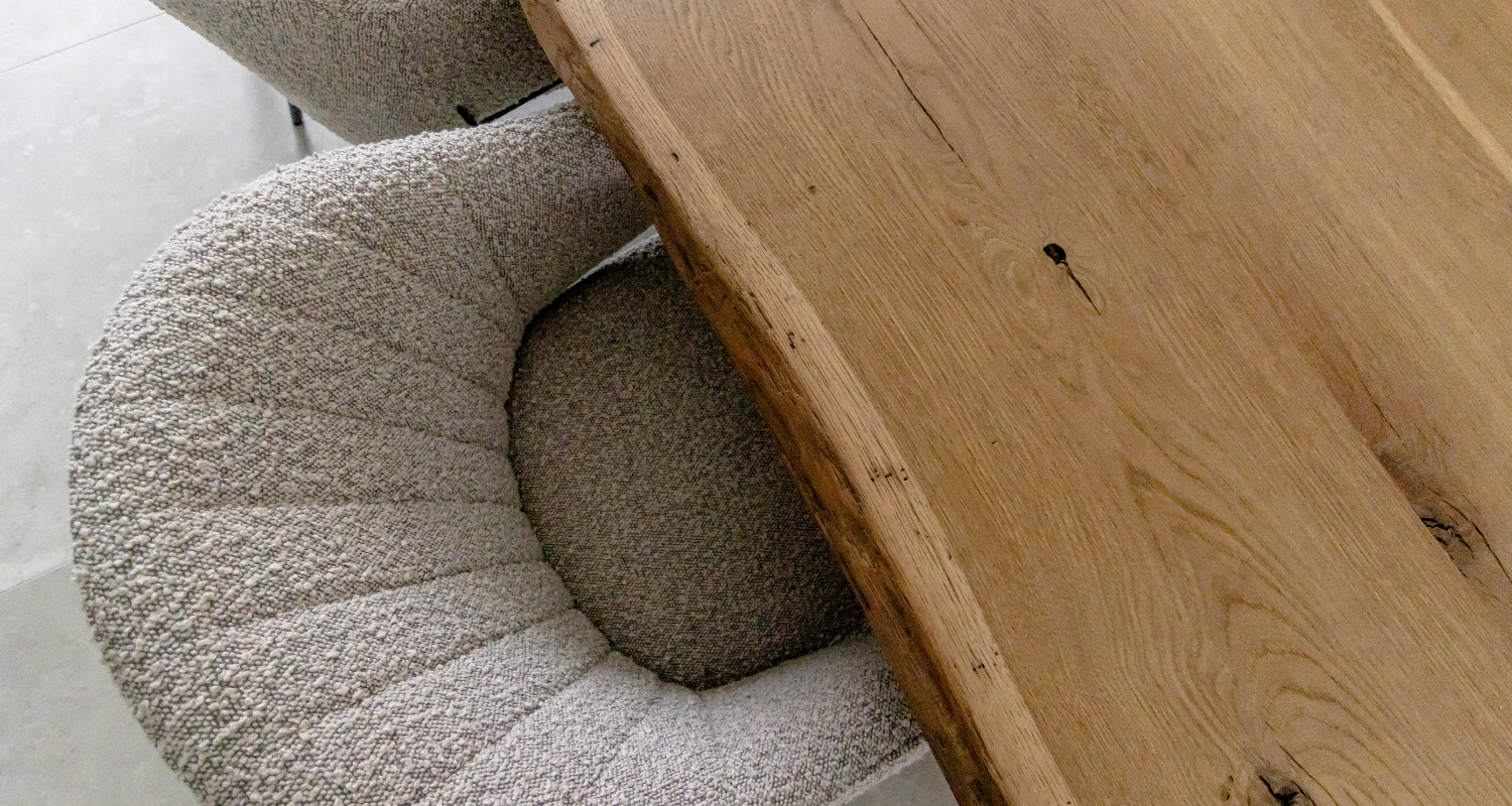 Vintage oak boomstam eettafel
