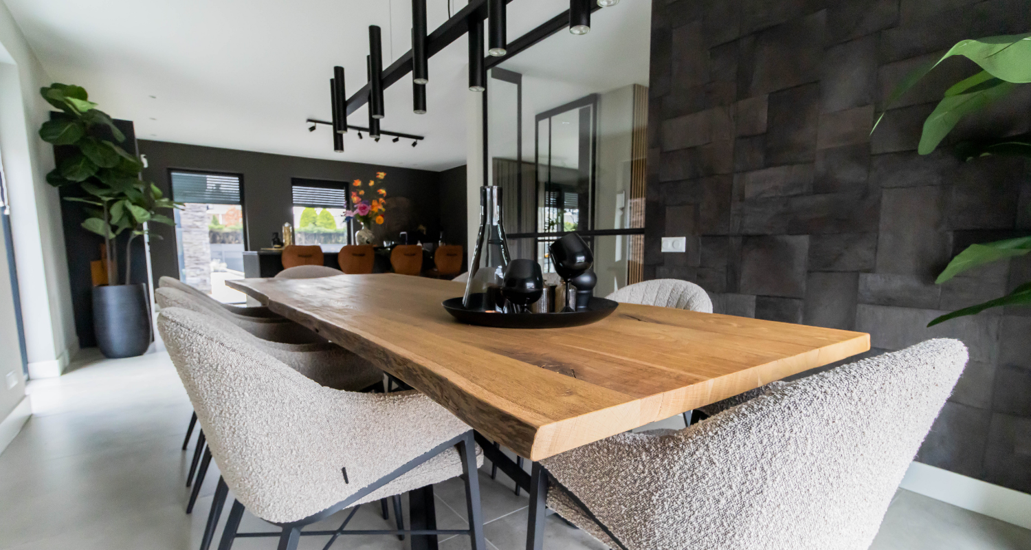 Vintage oak boomstam eettafel