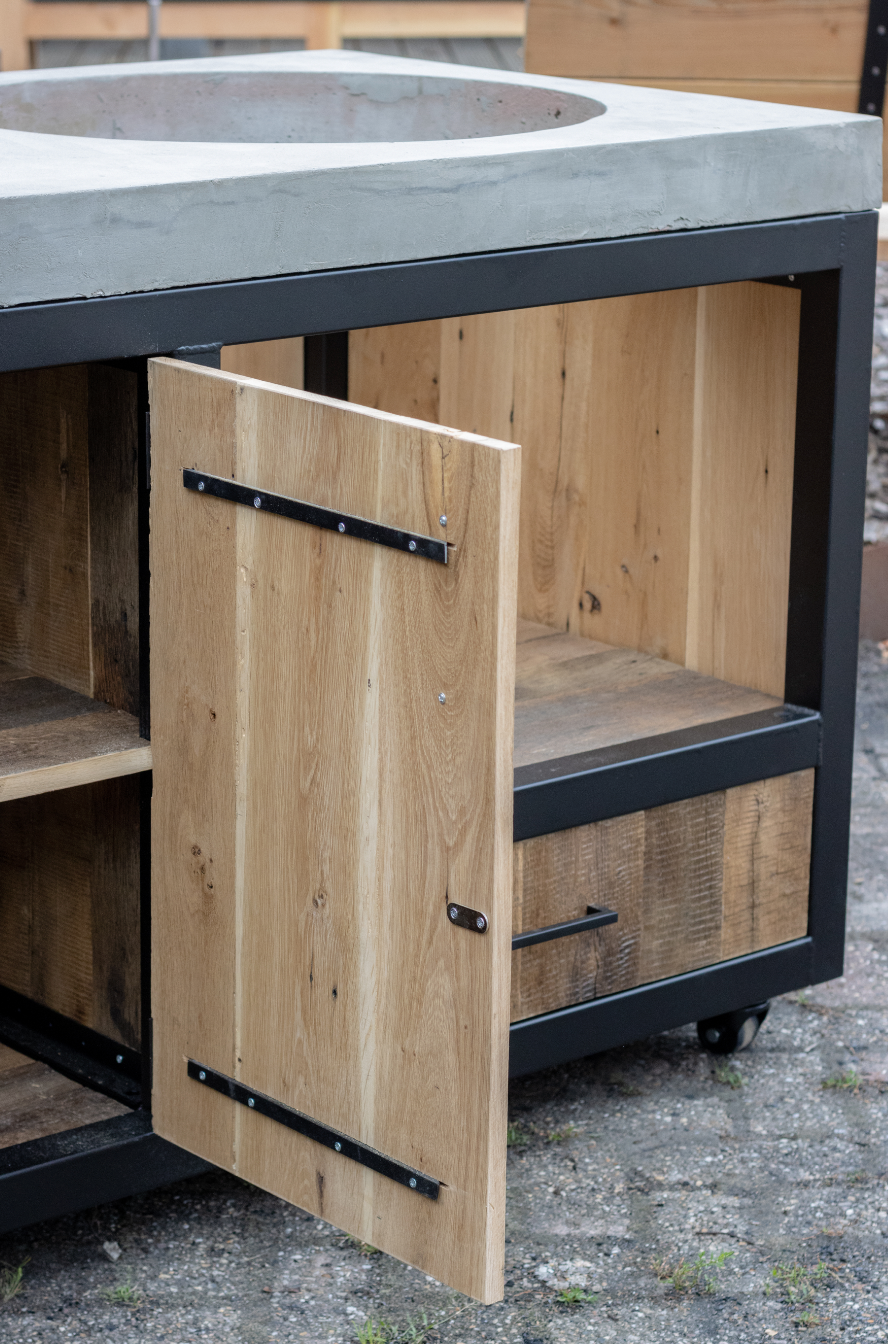 Barbecue Tafel (Kamado, Weber, Napoleon) – Betonnen blad, Barnwood