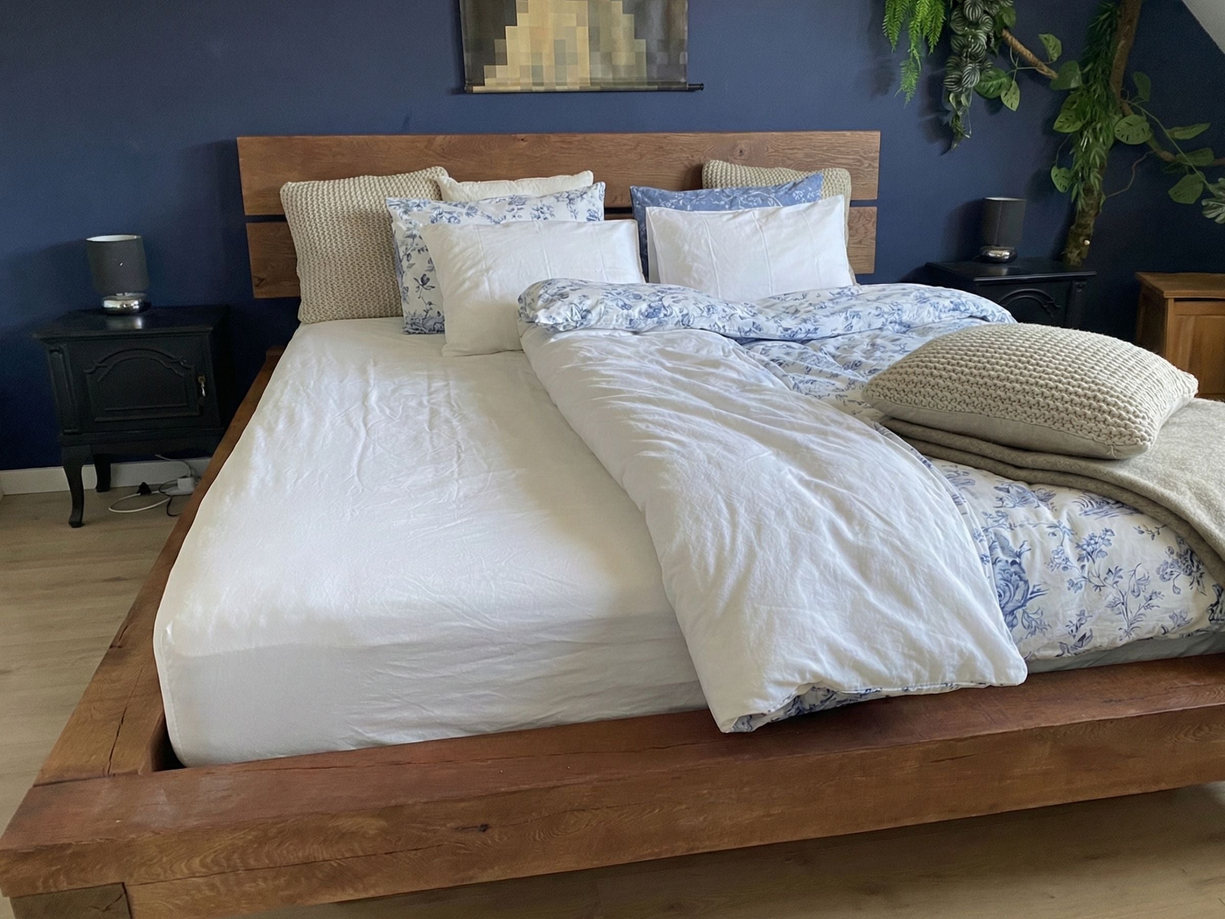 Bed ombouw - Eiken balken "brown smoked".