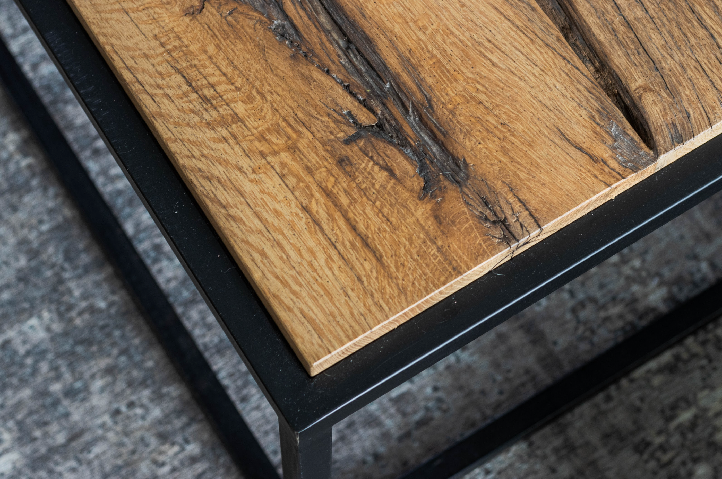 Salontafel Barnwood Geschaafd met Stalen Frame