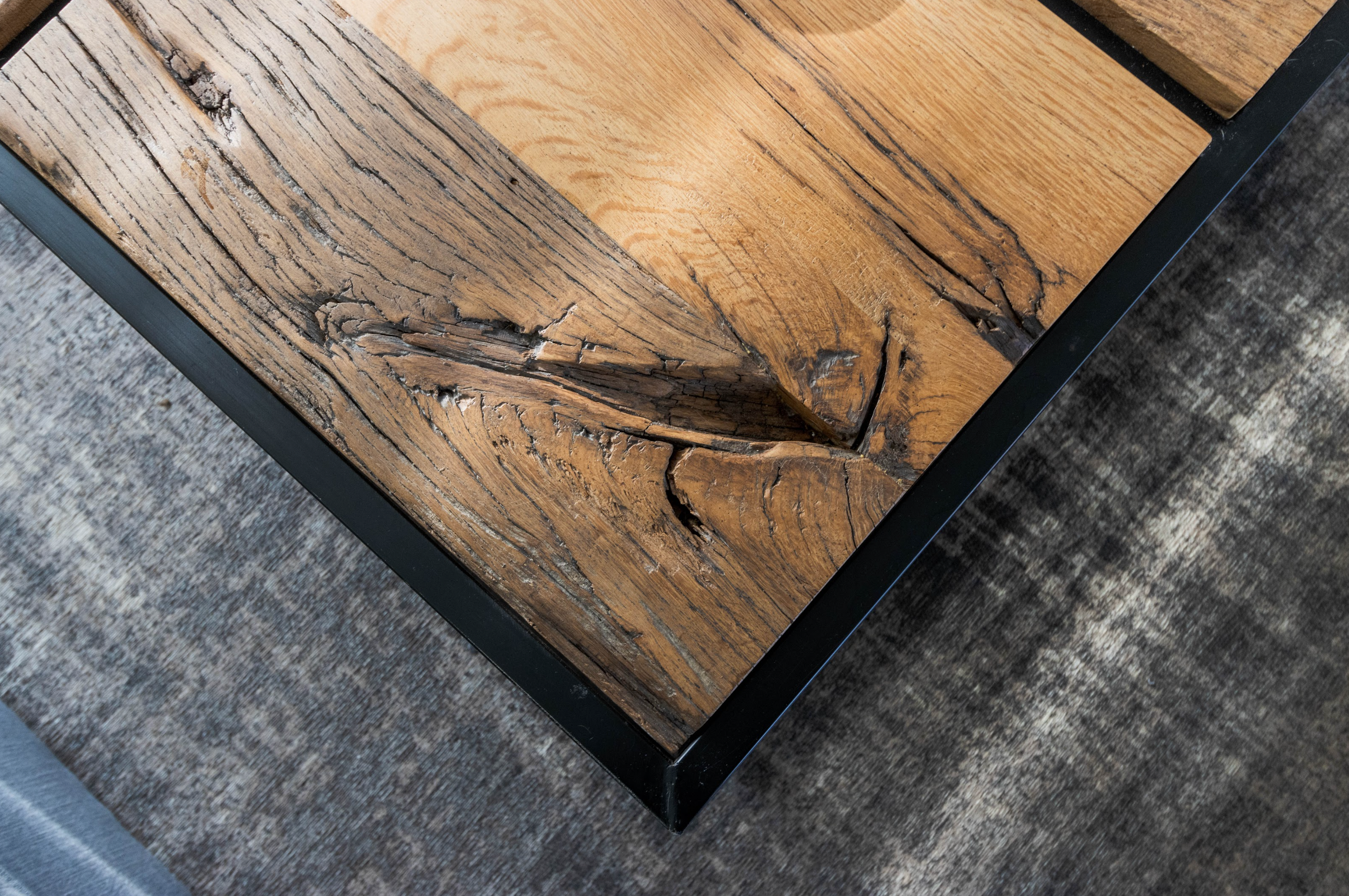 Salontafel Barnwood Geschaafd met Stalen Frame