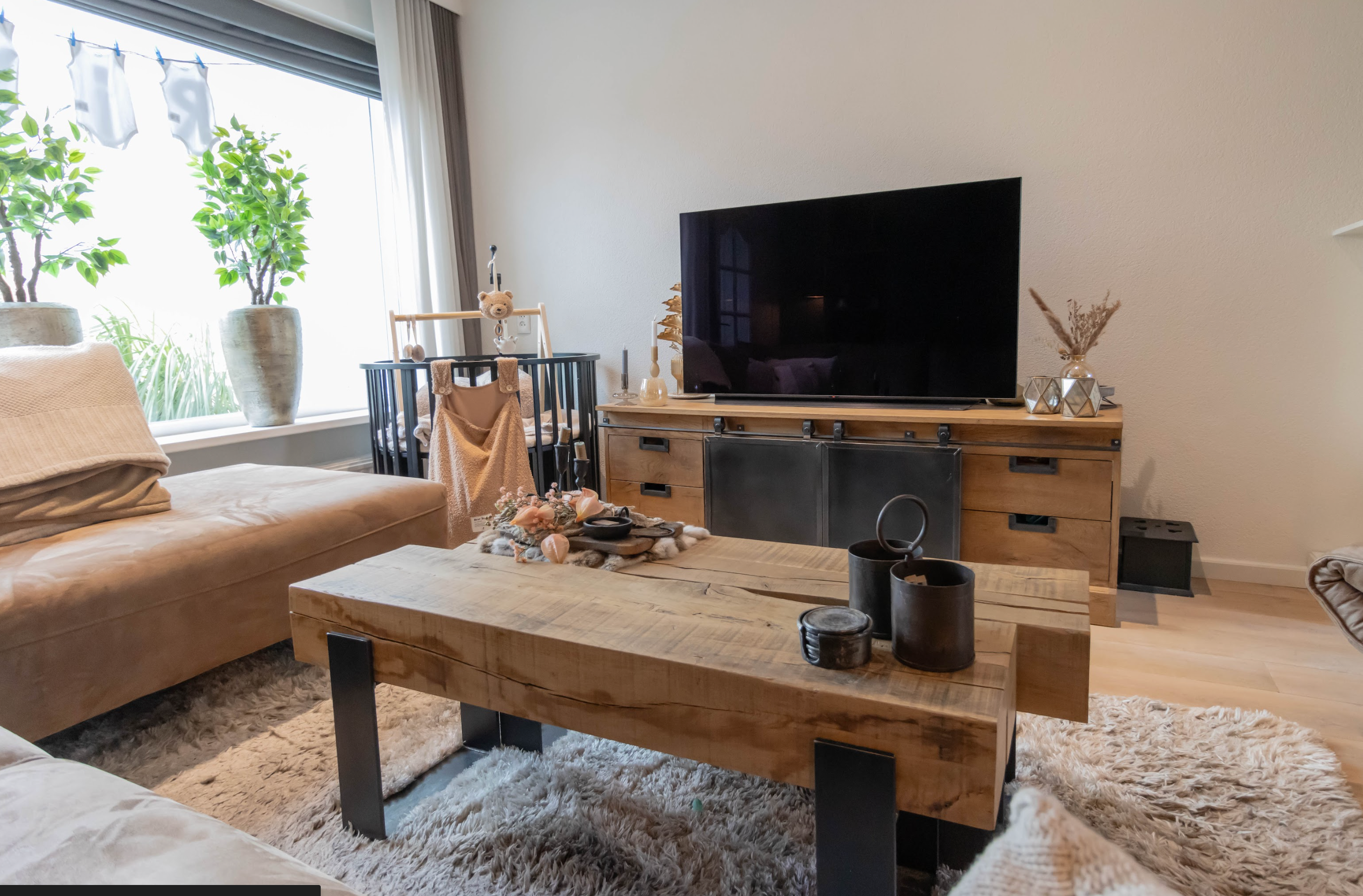 Salontafel Set Eiken Balken