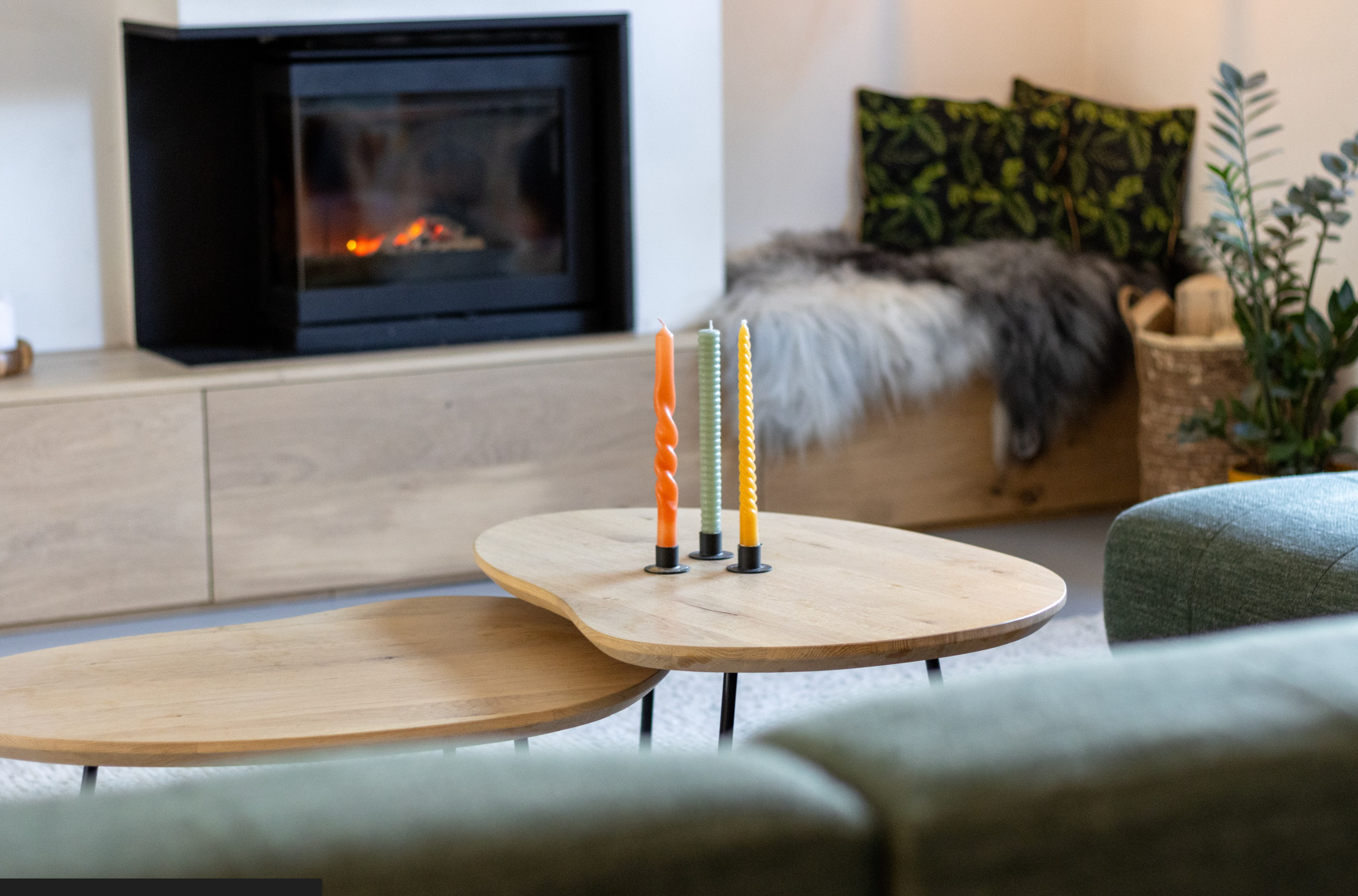 Salontafel Set Organische Vorm Eiken