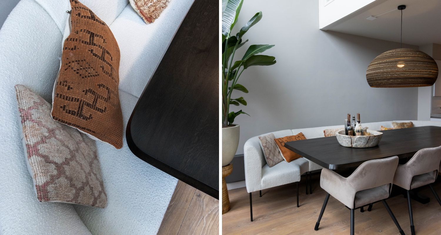 Eettafel donker eikenhout met staal